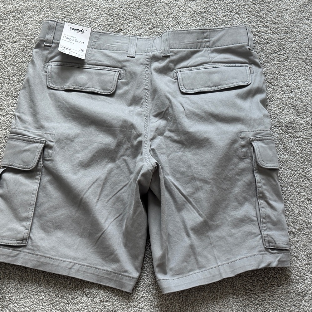 NWT Sonoma Men's Gray Cargo Shorts Size 36
